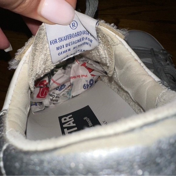 Golden Goose Super Star White Leather Red Suede Star and Silver Heel size 37 - Picture 8 of 10